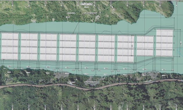 Une projection du futur parc solaire, qui couvrira une superficie de 19 hectares sur les 61 hectares du Lac des Toules (31%).